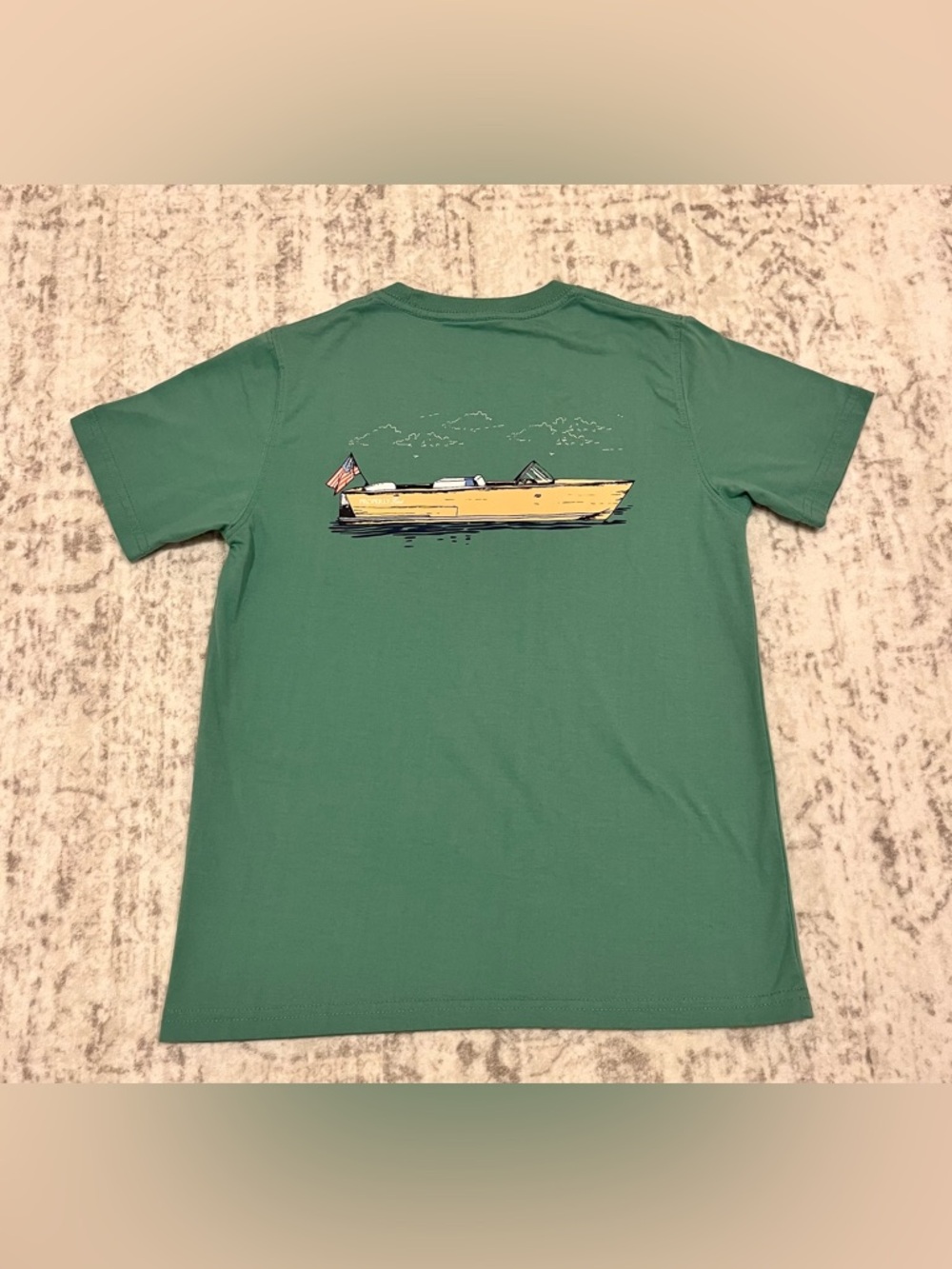 Properly Tied - Medium/10-12 Youth Boating Tradition Tee Green EUC